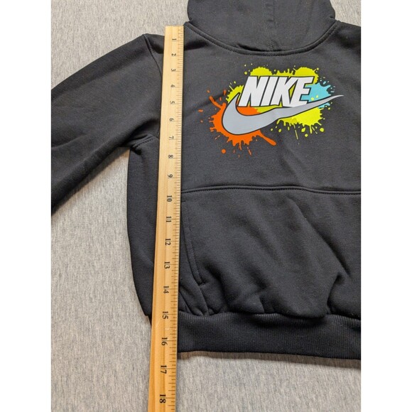 Nike Long Sleeve Fleece Graphic Hoodie Black Green Size 5-6 Years Old - Picture 3 of 6
